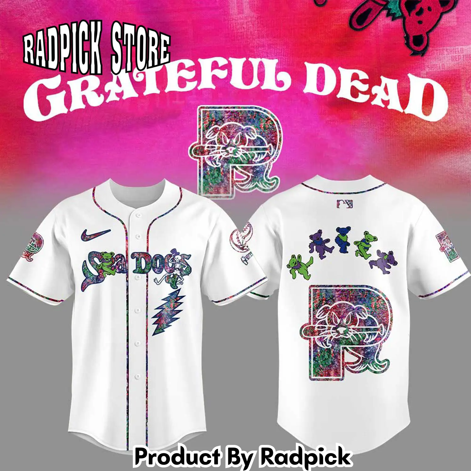 Radpick portland sea dogs grateful dead night baseball jersey rp127207
